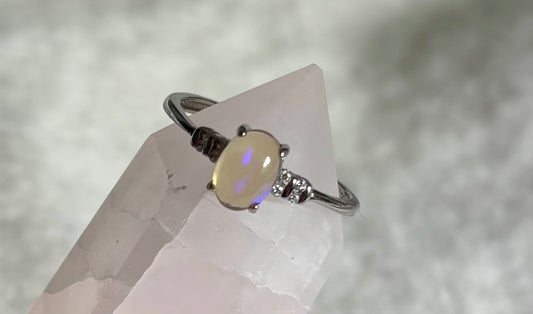 925 Sterling Silber Australischer Opal Ring